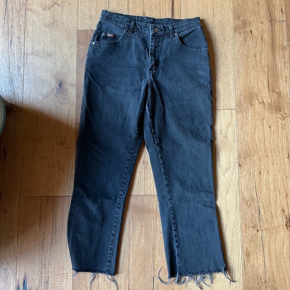 ☘️ 3/30- VINTAGE Black High Waisted Denim Mom Jeans LEE - Picture 1 of 6